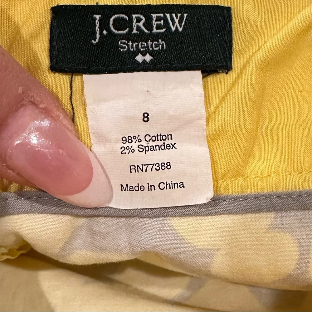 JCREW YELLOW PRINT A-LINE STRETCH SKIRT 8